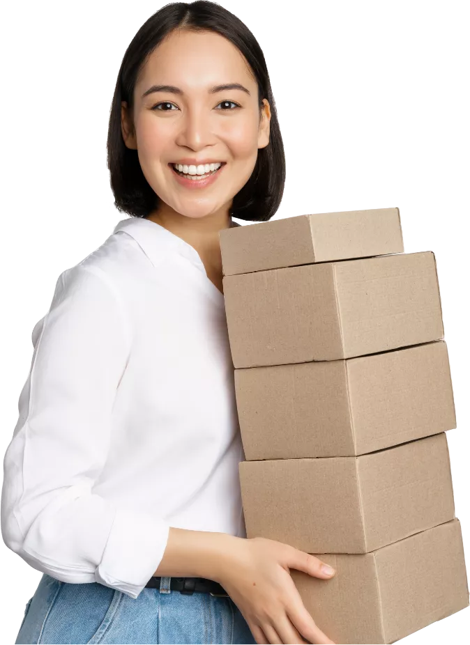 women with boxes